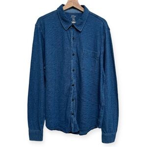 J. Crew Indigo Knit Good Cotton Yarns Garment Dyed Harbor Button Up Shirt Large
